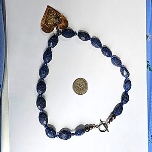 Blue stone necklace with heart pendant